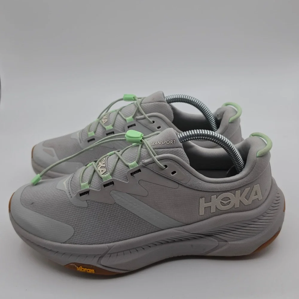 Hoka Transport Sneakers Womens 9 Gray Good Vibram Cordura Quick Lace Hiking